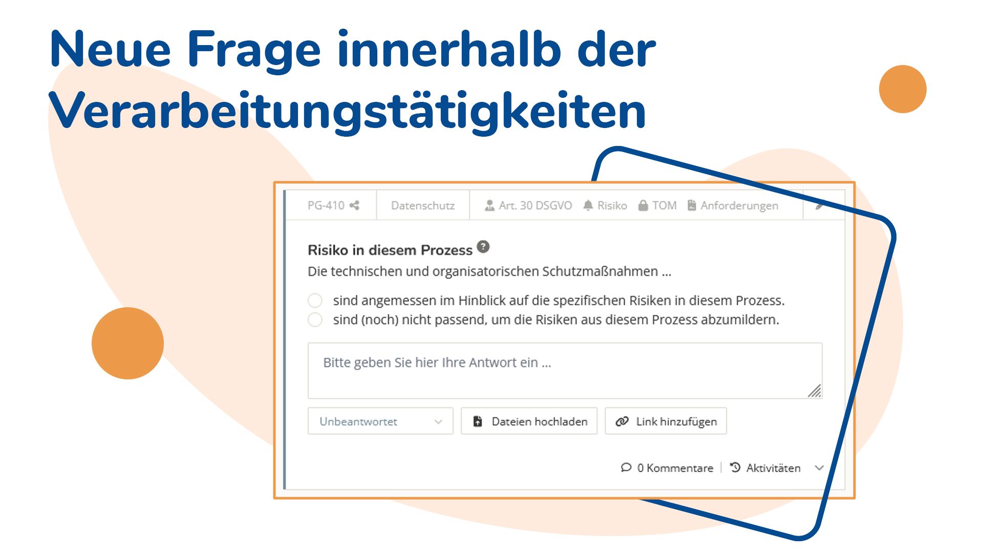 Neue Frage in den Prozess-Modulen