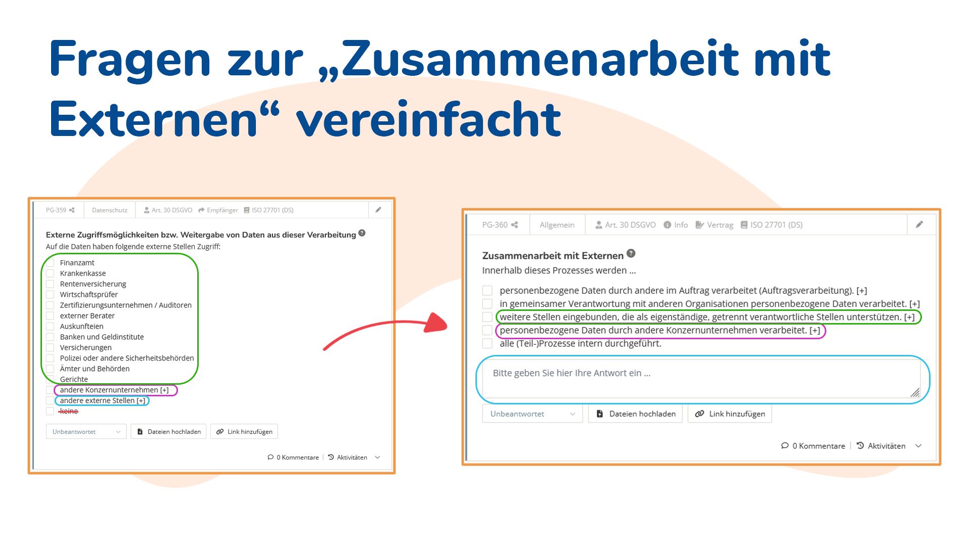 Angaben zur Zusammenarbeit mit Externen vereinfacht