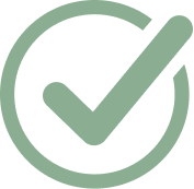 Green check mark inside a circle against a black background.