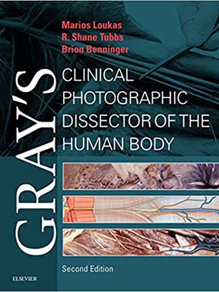 Book cover: "Gray's Clinical Photographic Dissector of the Human Body," second edition. Anatomy photos. Authors listed.
