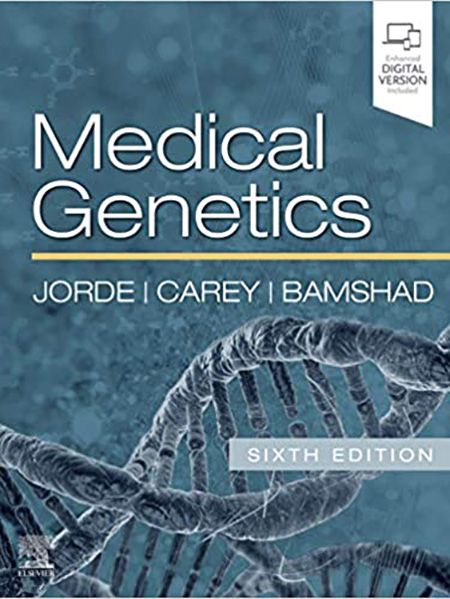 Book cover for "Medical Genetics" sixth edition, featuring a DNA strand.