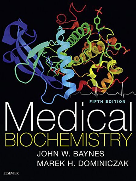 Book cover: "Medical Biochemistry" 5th ed. Molecular graphic over title and author names.