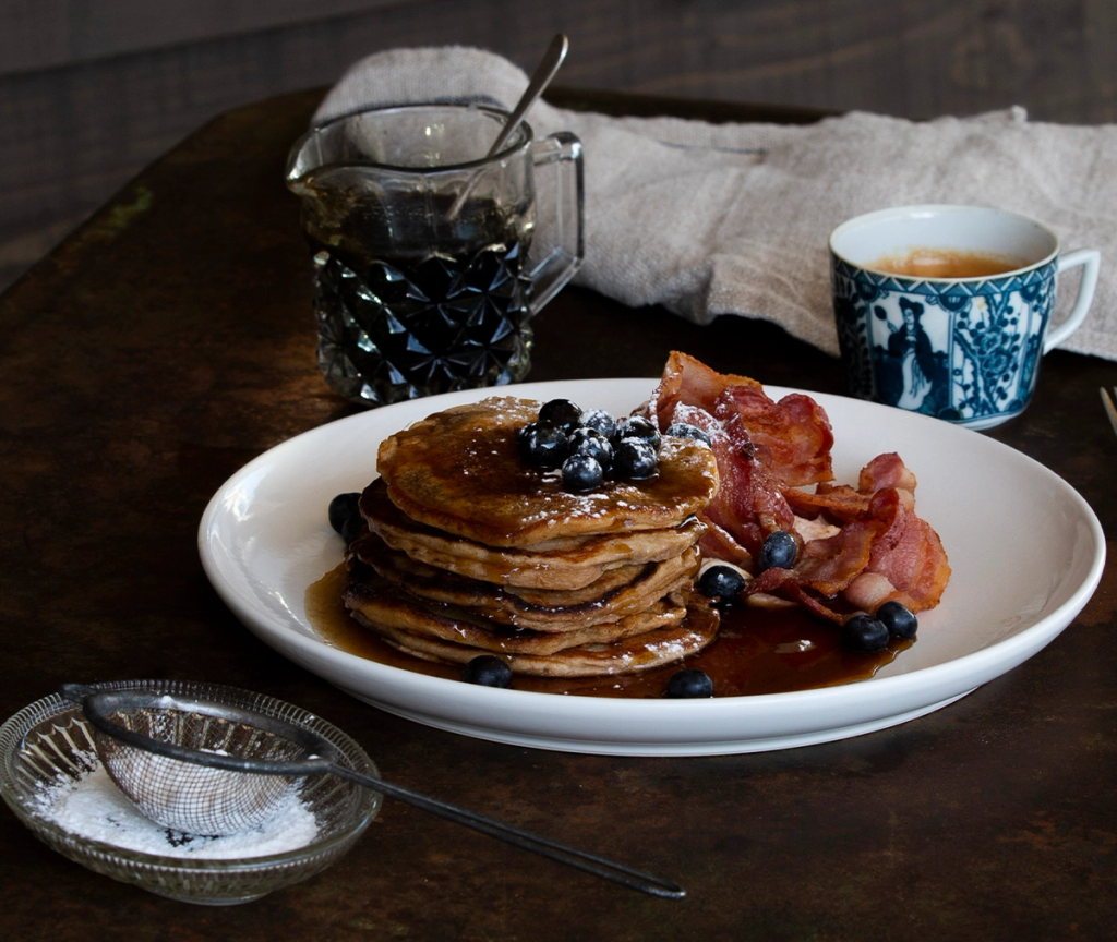 Langbein, Spiced Sunday Pancakes with Coffee Syrup & Bacon
