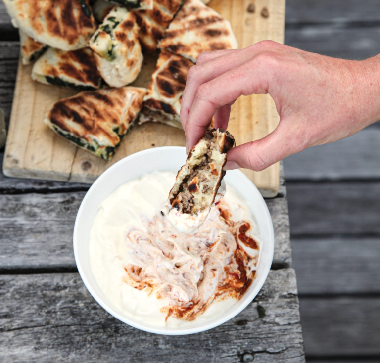 Annabel Langbein Grilled Lamb Flatbreads