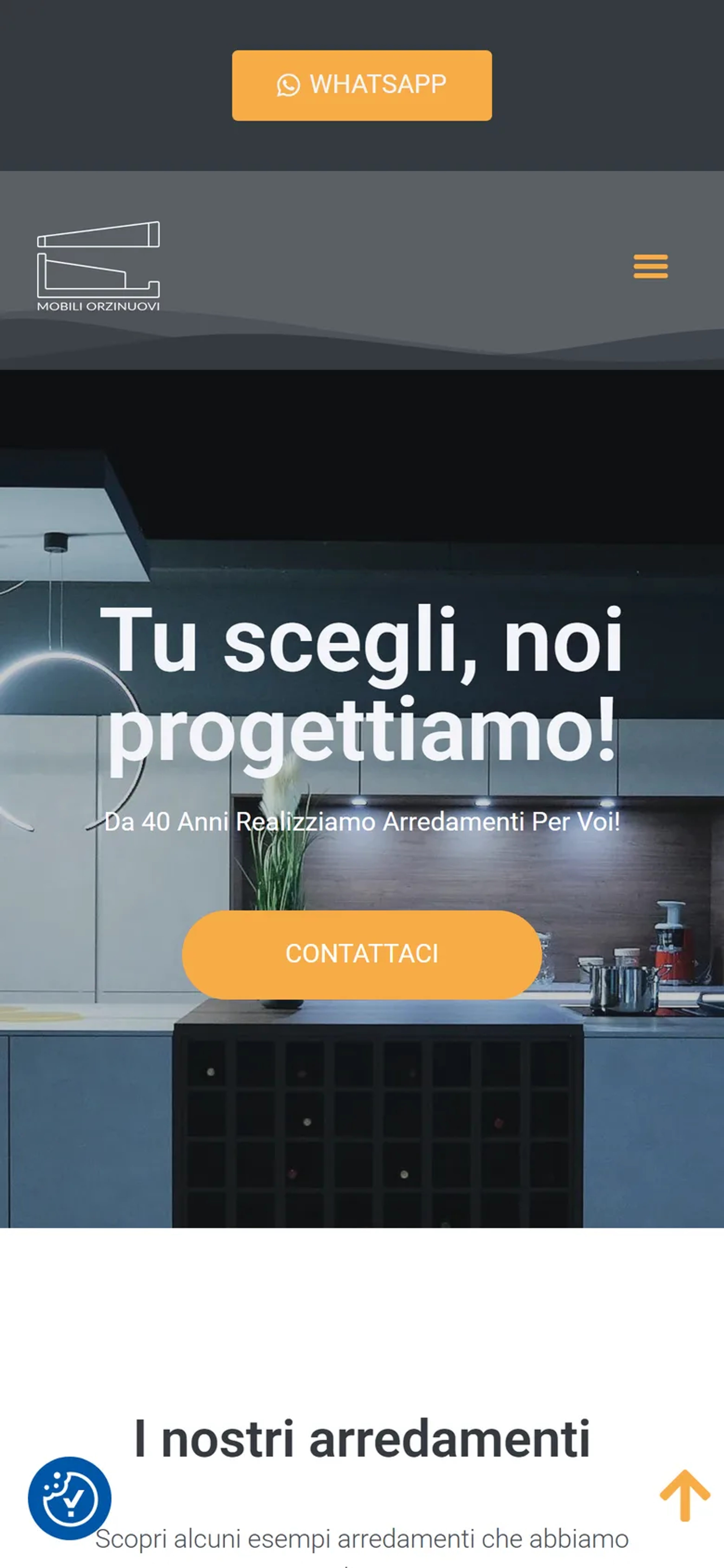 La home di Mobili Orzinuovi vista su un telefono