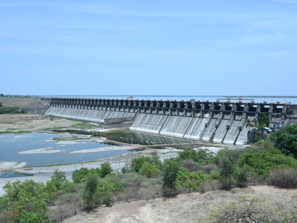 View of the Ujani Dam from nearby government facility.