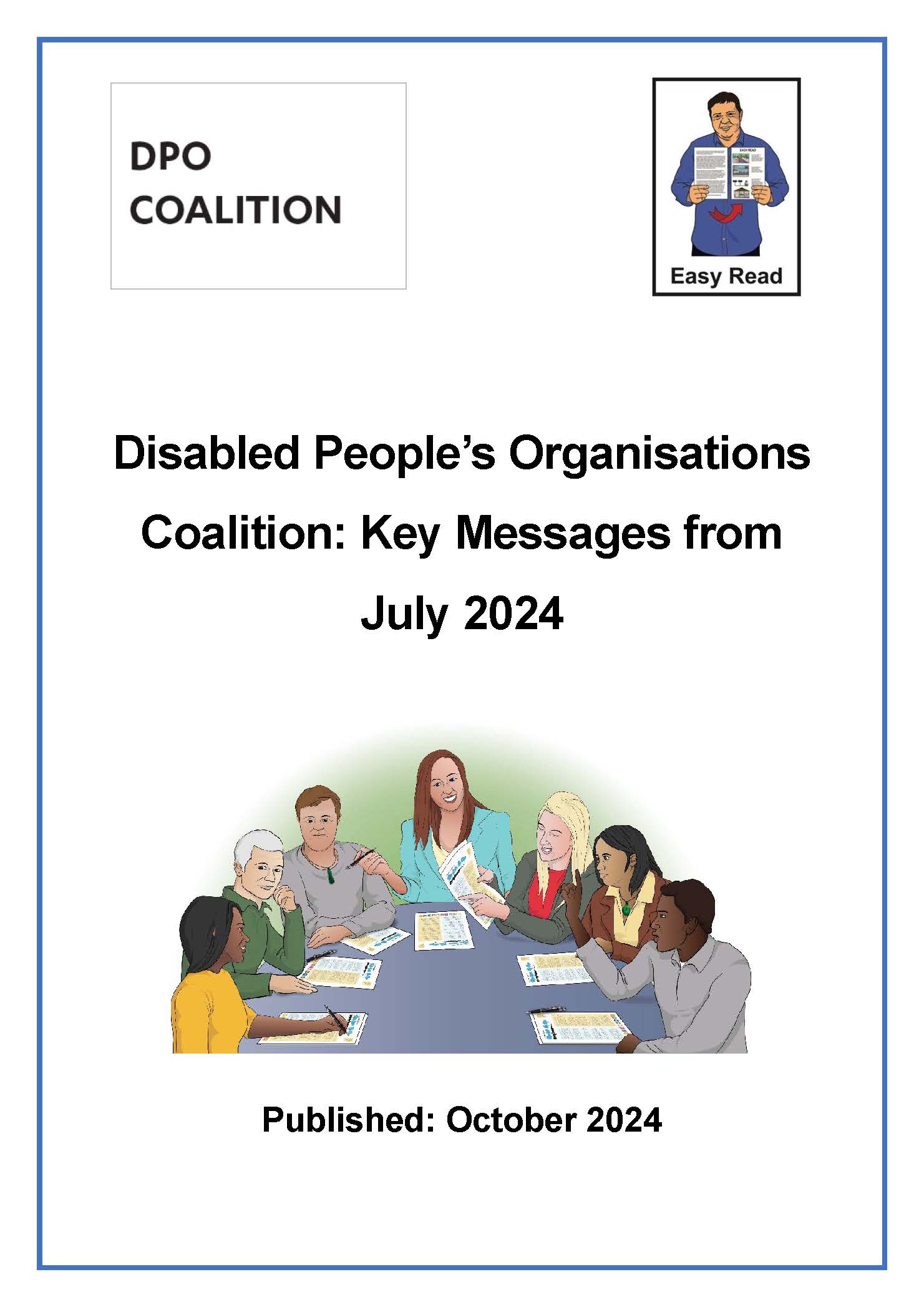 Cover Page of DPOC Key messages - July 2024 Easy Read.