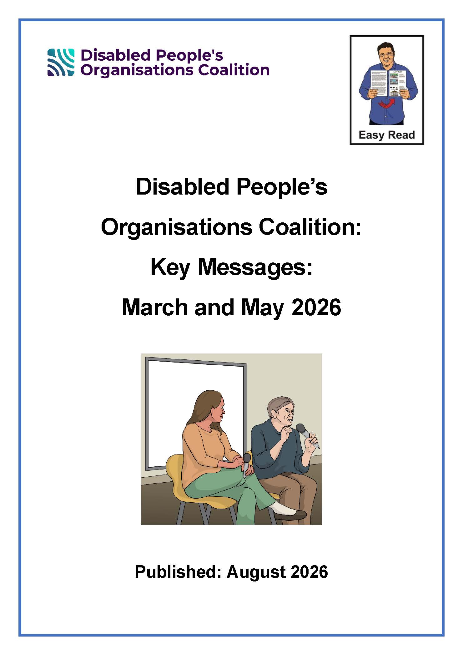Cover Page of DPOC Key messages - March and May 2026 Easy Read.