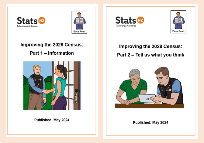 Cover page for "Improving the 2028 Census: Part 1 - Information" and Cover page for "Improving the 2028 Census: Part 2 - Tell us what you think"