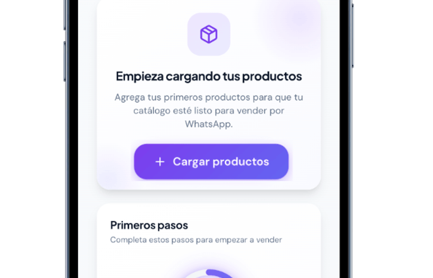 Acceso a la sección de productos en Ventalink y botón para cargar nuevos productos