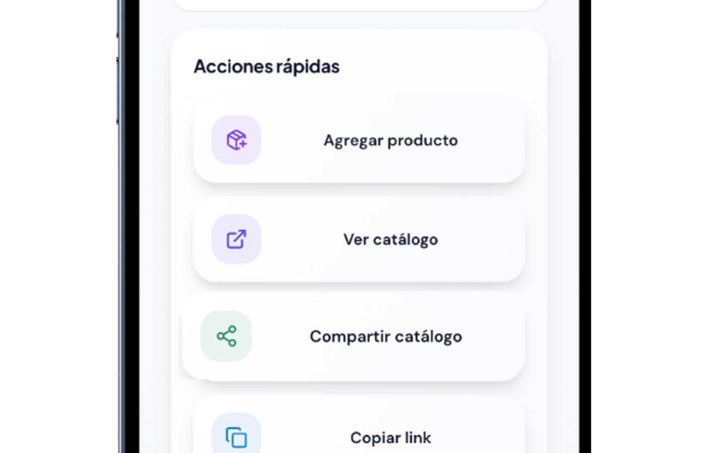 Compartir catálogo de Ventalink mediante enlace en redes sociales o WhatsApp