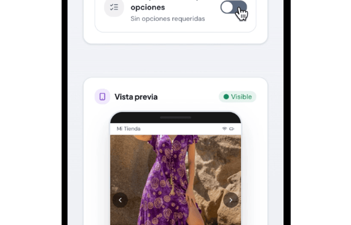 Configuración de opciones de producto en Ventalink como tallas, colores o variantes