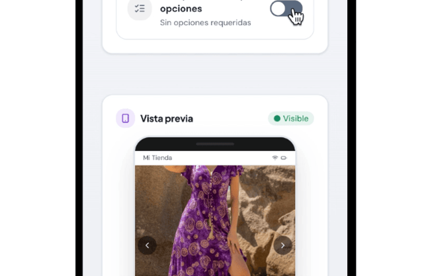 Configuración de opciones de producto en Ventalink como tallas, colores o variantes