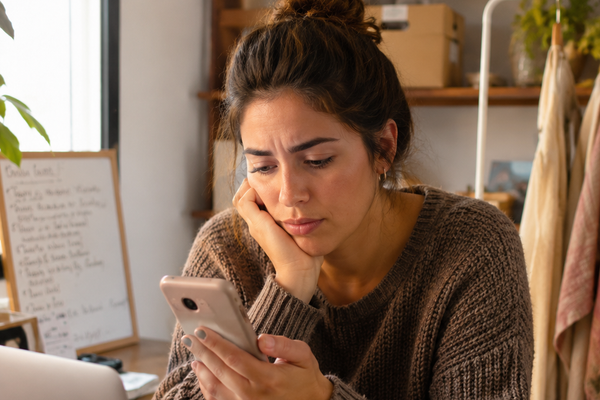Emprendedora viendo su celular