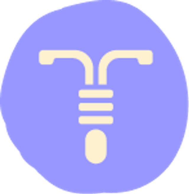 illustration of a yellow IUD with a purple background