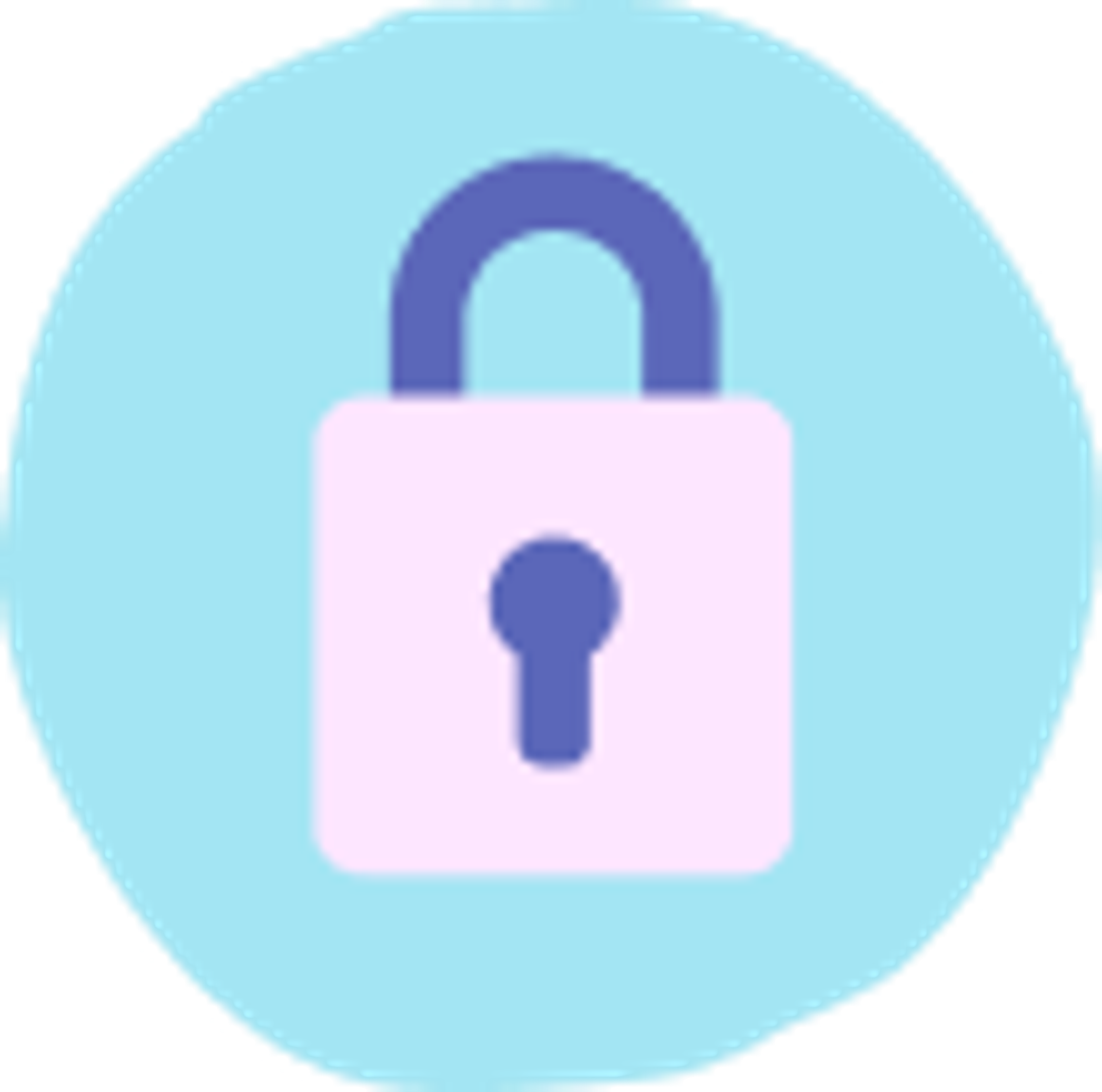 pink and purple lock with blue background