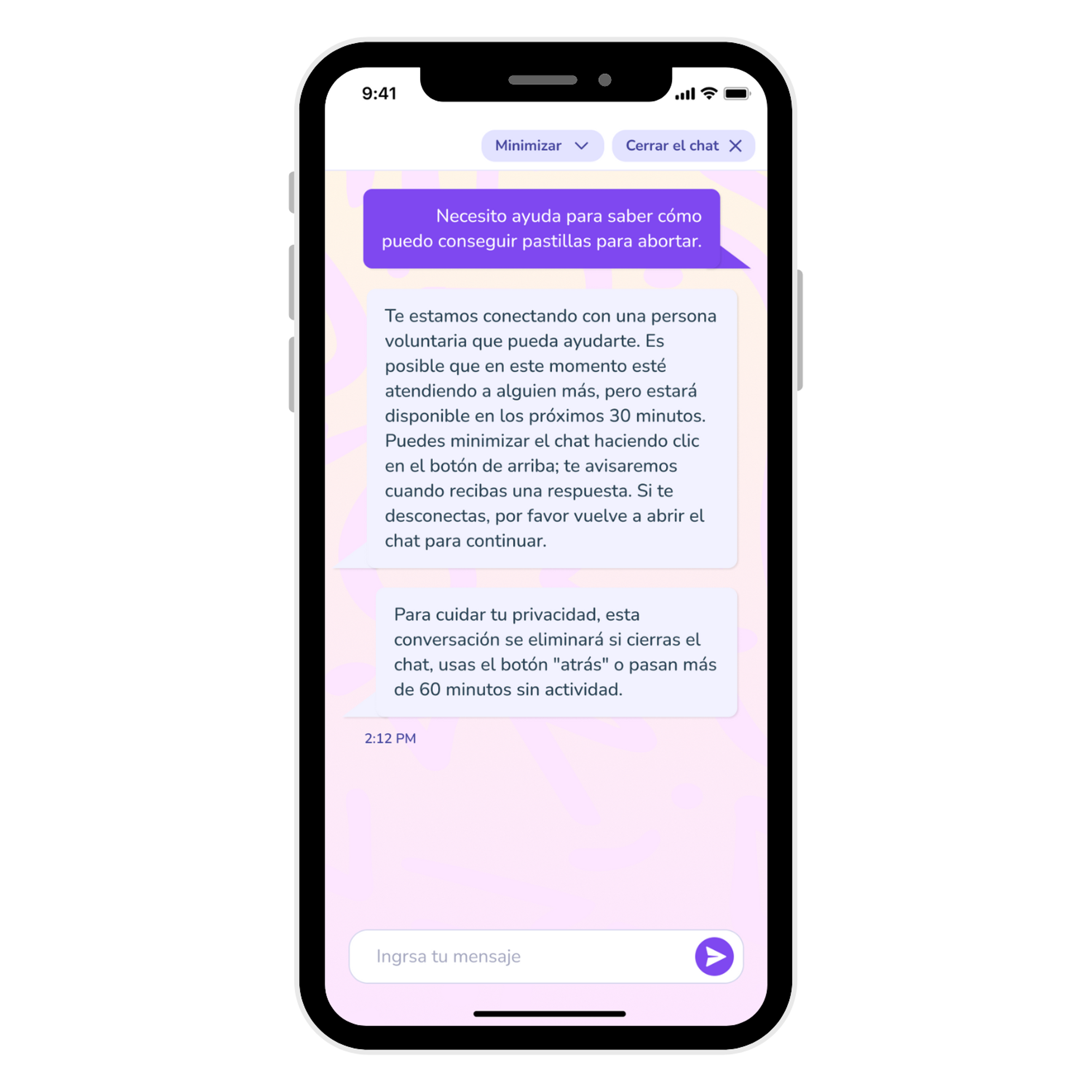 screenshot of chat