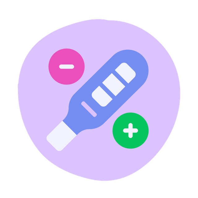 illustration of a pregnancy test with a plus sign above it and a negative sign below it