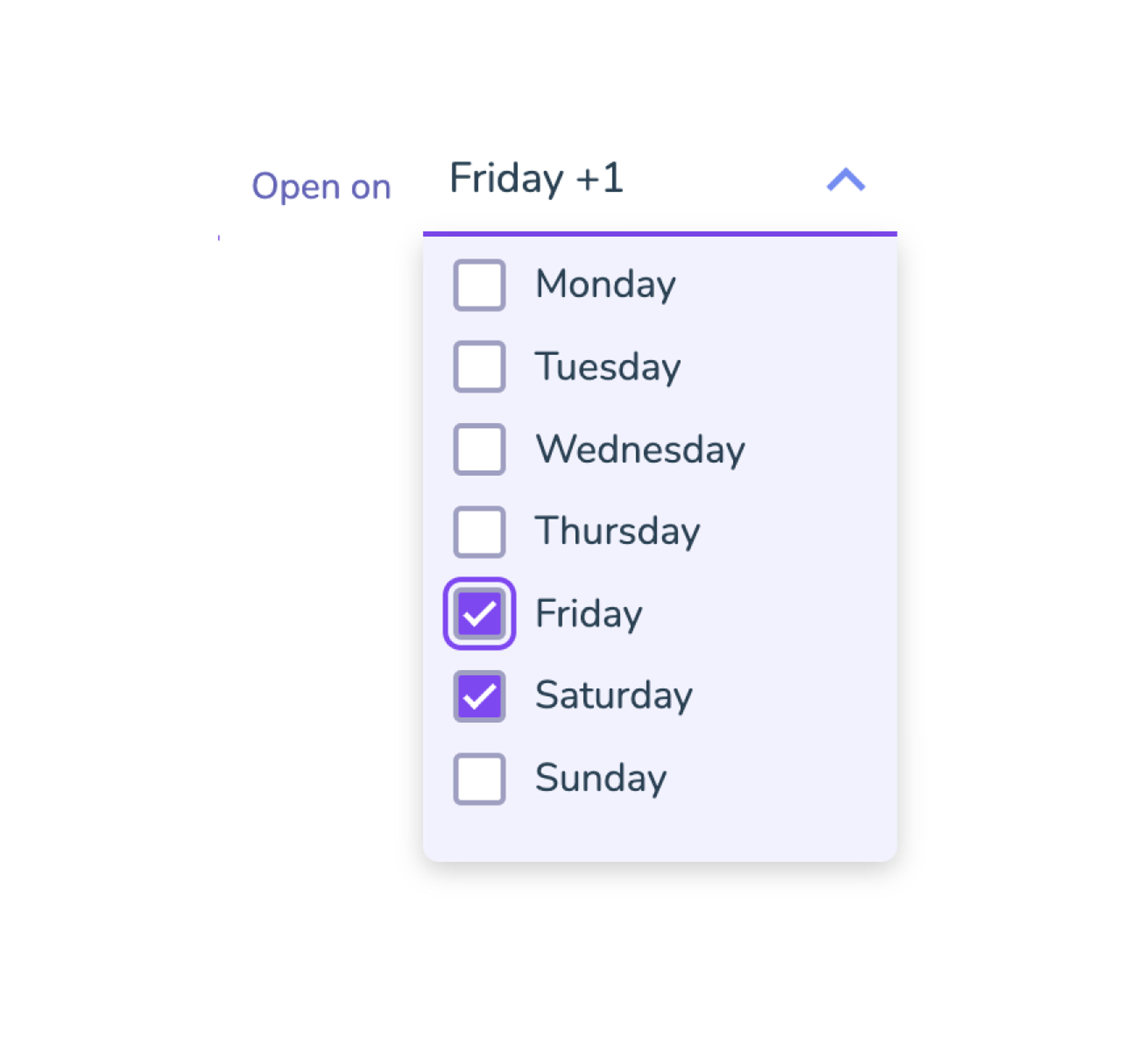 clinic filter for days of the week