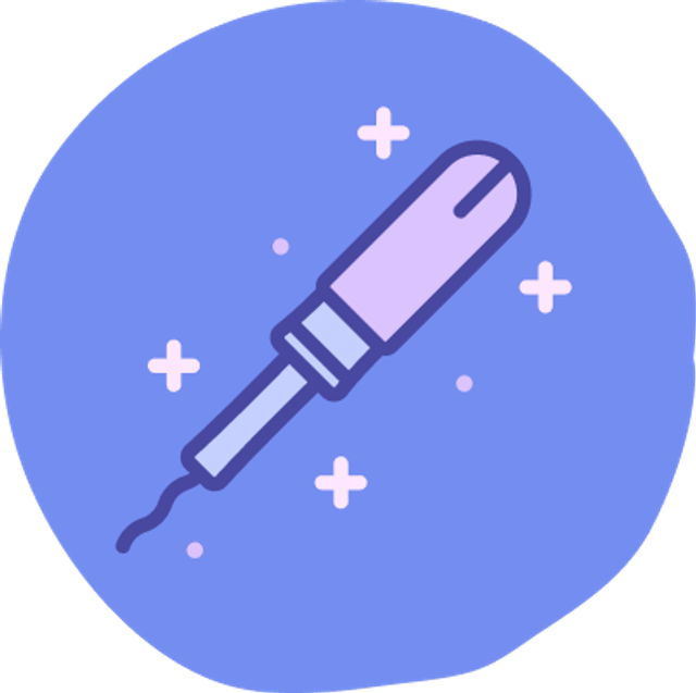 a tampon with sparkles around it 