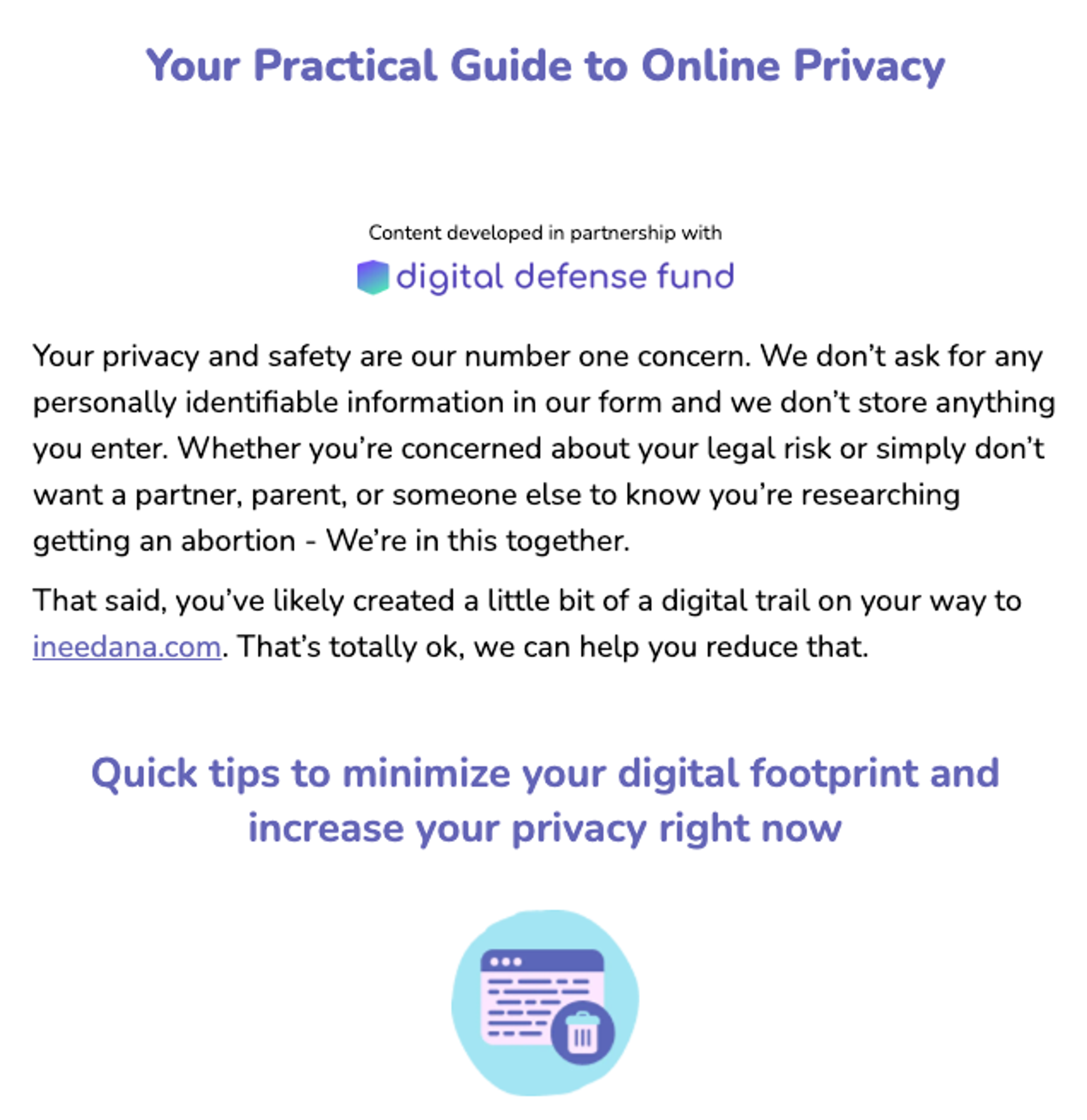 screenshot of practical guide to online privacy