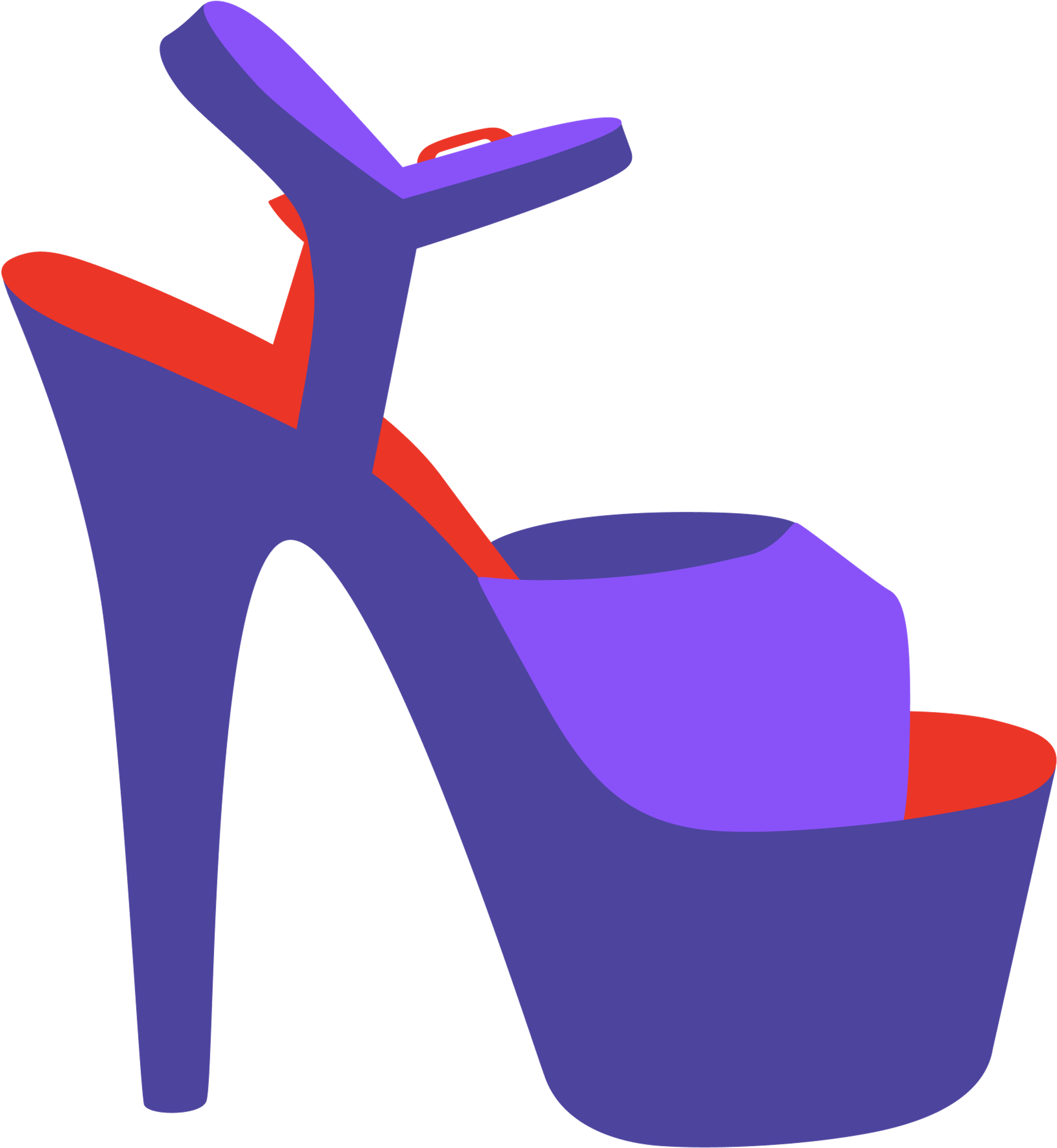 purple and red pleaser high heel