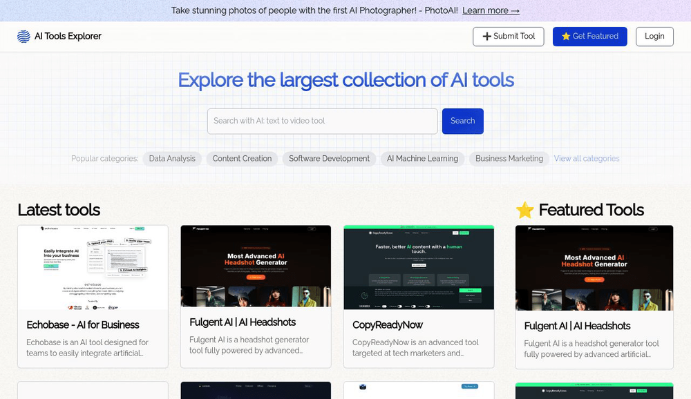Screenshot of All The AI Tools