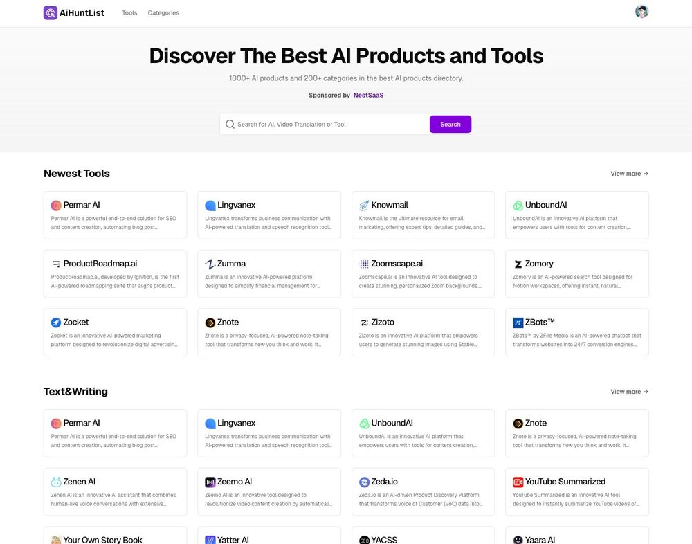 Screenshot of AiHuntList