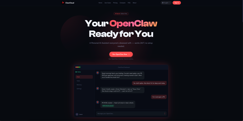 Screenshot of ClawCloud