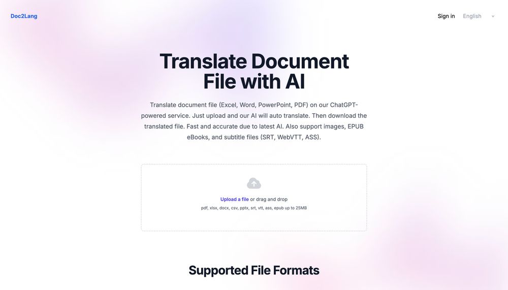 Screenshot of Doc2Lang