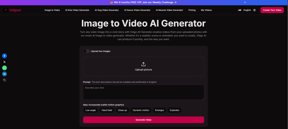 Screenshot of Vidgo AI