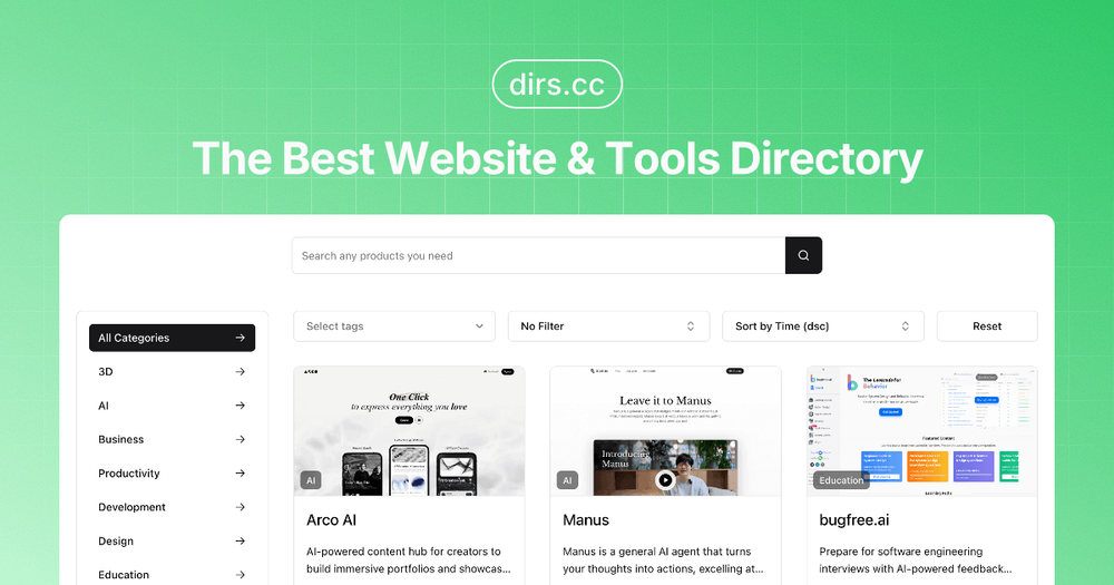 Screenshot of Dirs.cc