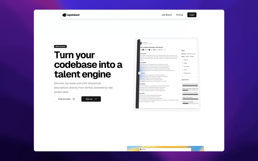 Screenshot of Repotalent