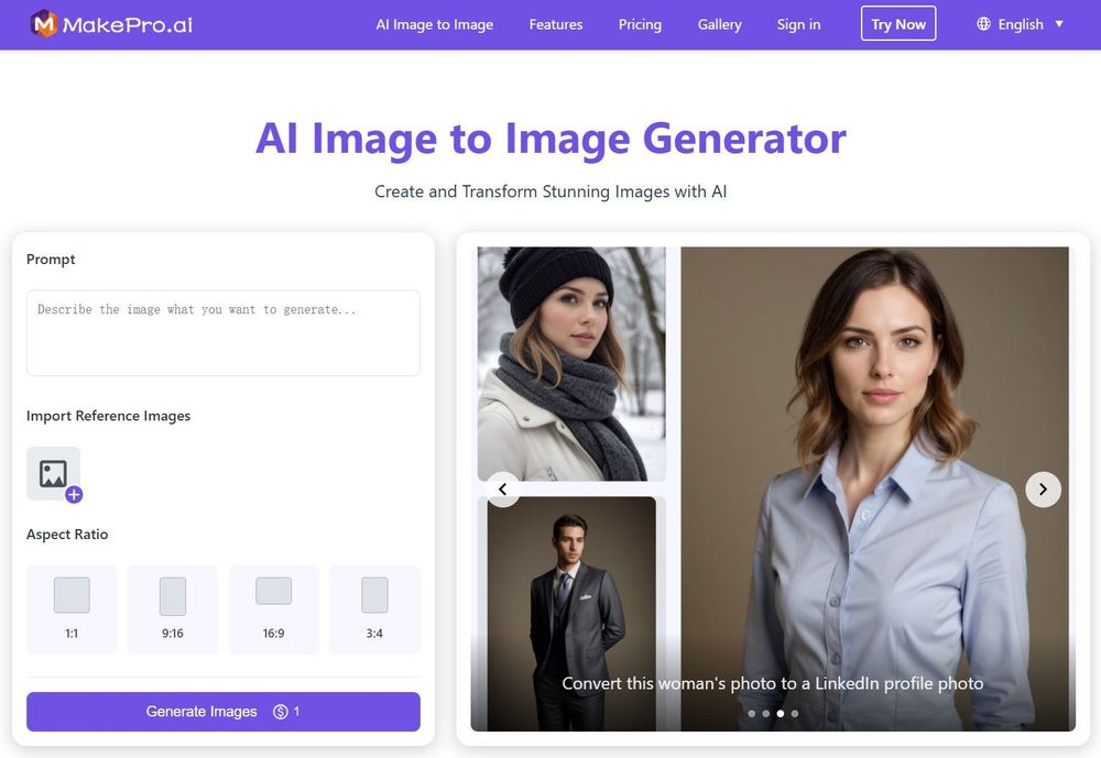 Screenshot of AI Image to Image