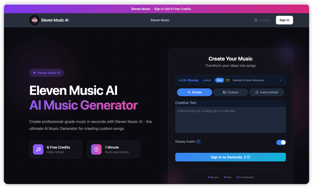 Screenshot of eleven music