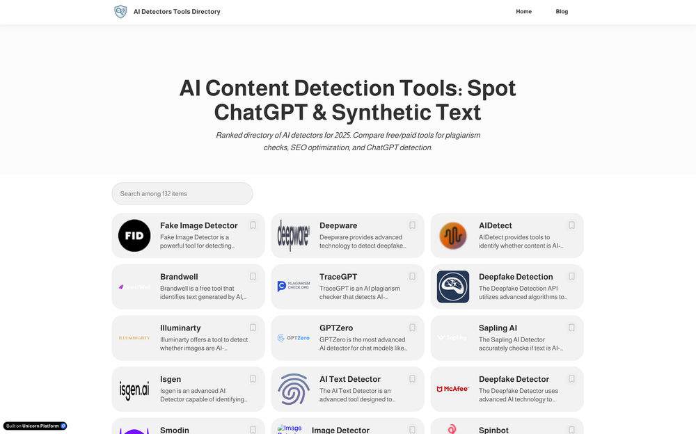 Screenshot of AI Detector Tools