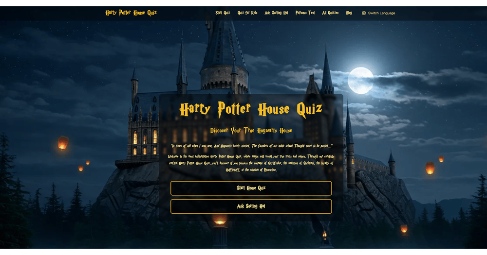Screenshot of Harry Potter House Quiz Pro