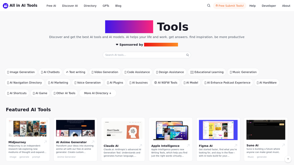 Screenshot of AllinAI Tools
