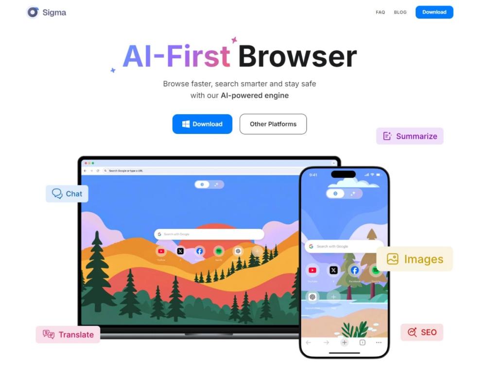 Screenshot of Sigma AI Browser