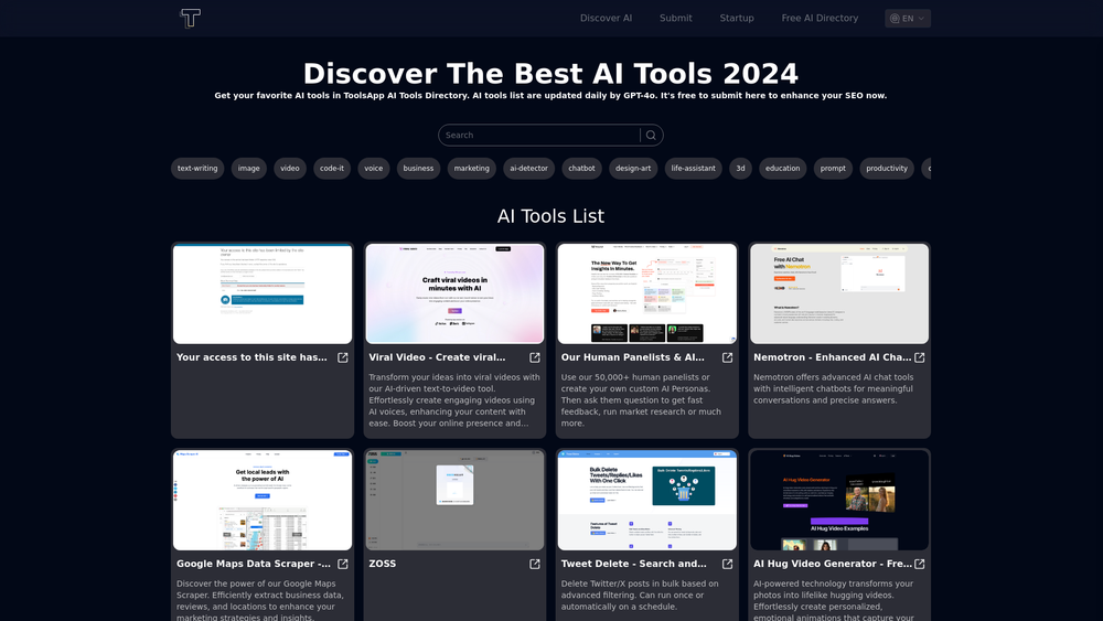 Screenshot of ToolsApp AI Directory