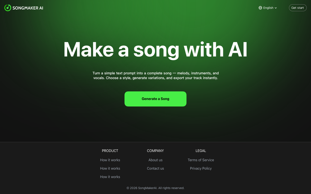 Screenshot of SongMakerAI