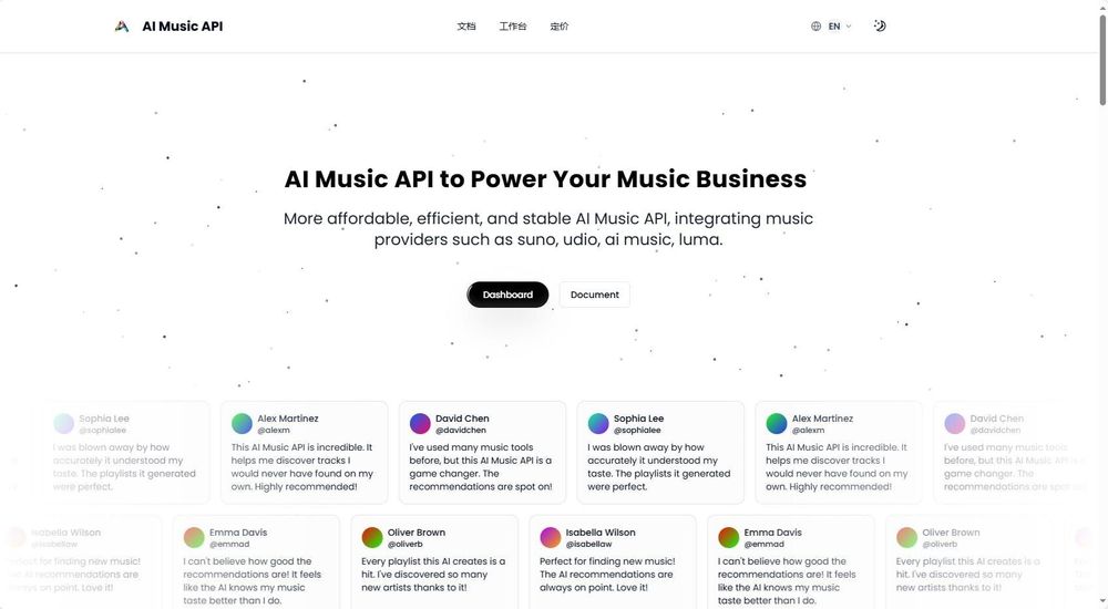 Screenshot of AI Music API