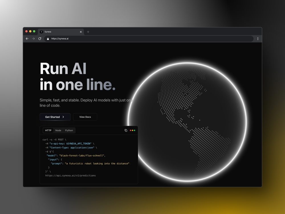 Screenshot of Synexa AI