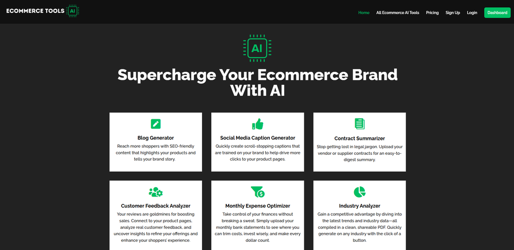 Screenshot of Ecommerce Tools AI Screenshot of Ecommerce Tools AI
