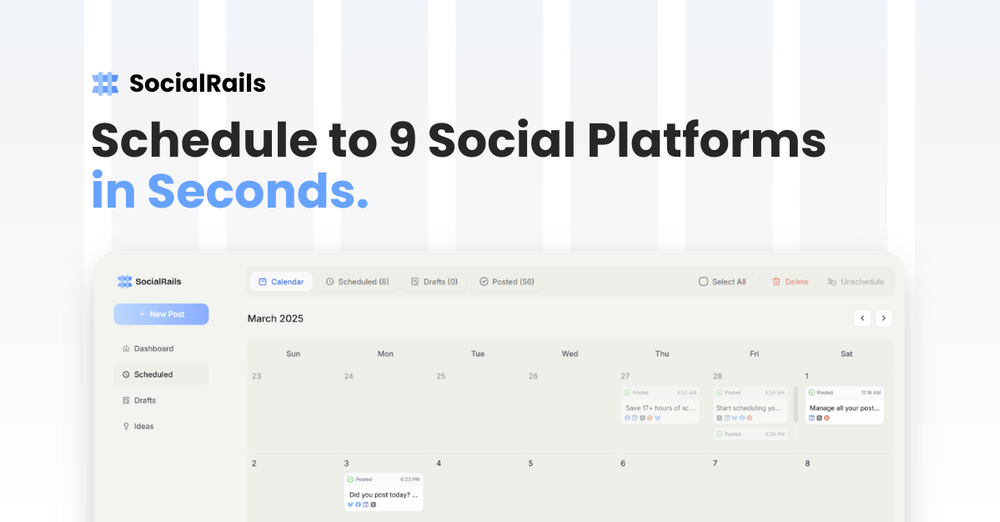 Screenshot of SocialRails