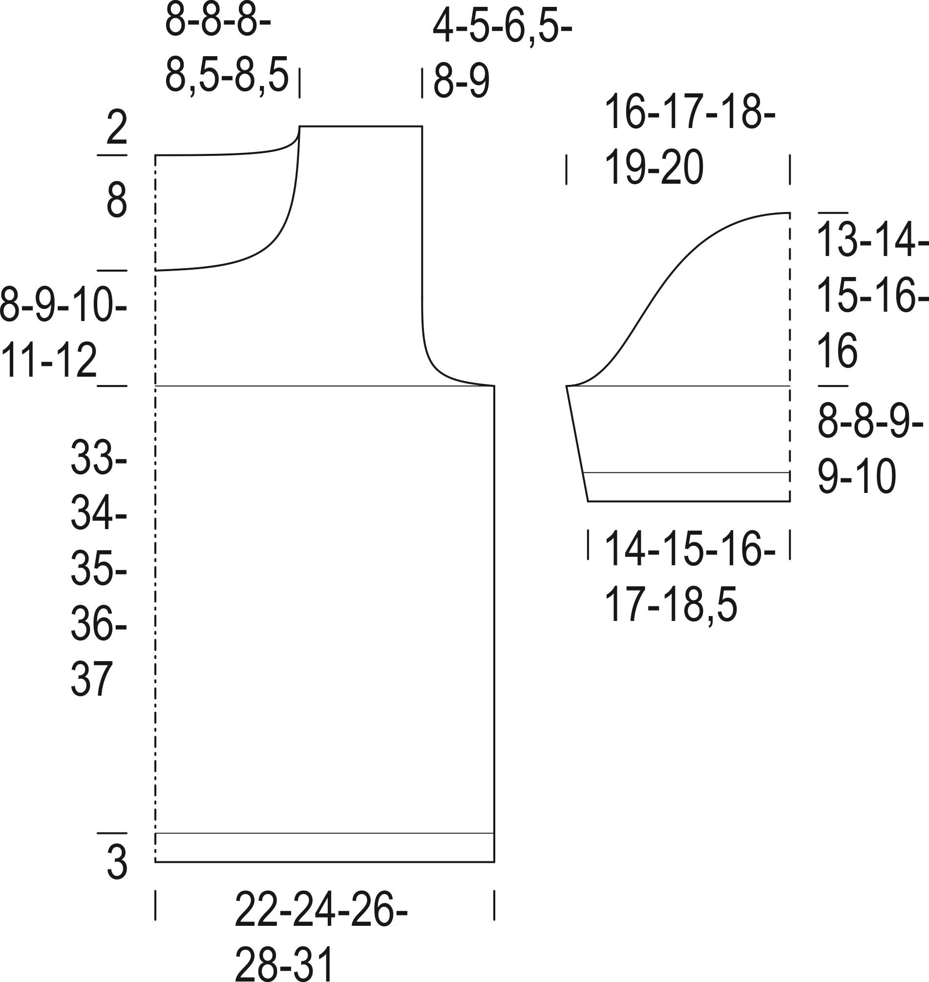 Novita Huviretki: Vanilja-knitted top Instruction 1