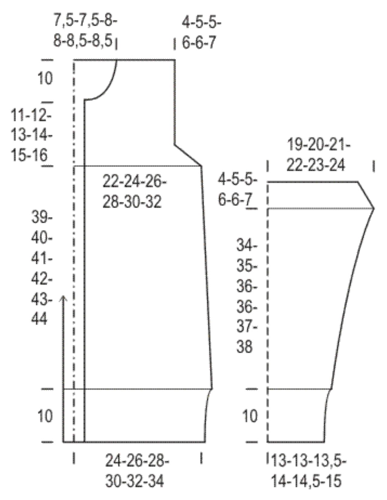 Naisen neulottu palmikkotakki Instruction 1