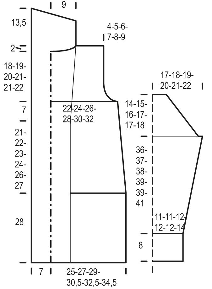 Neulottu naisen kohoneuletakki Instruction 1