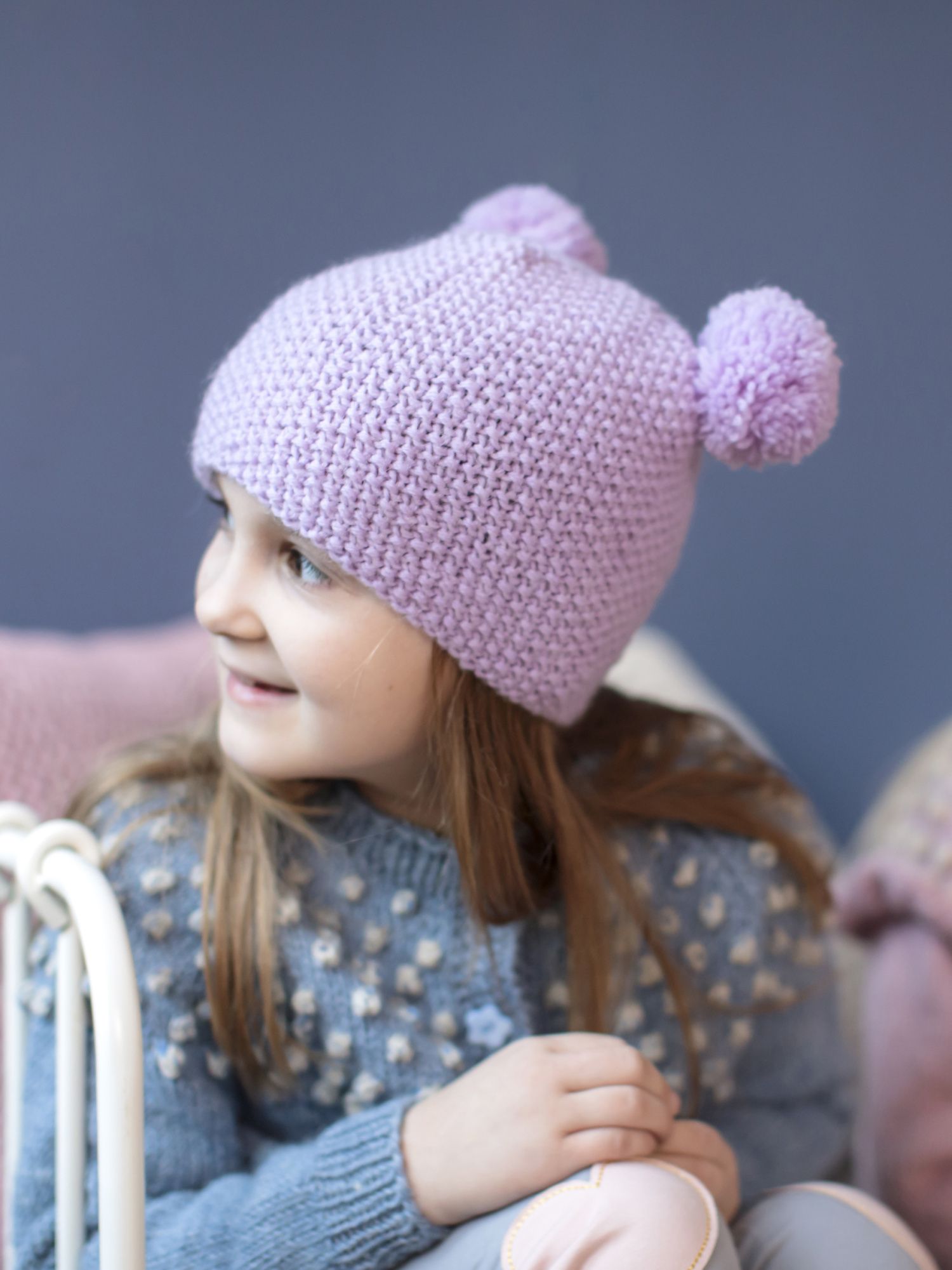 Children's hat with pompoms Novita Nalle or Novita Wool Cotton Example 1