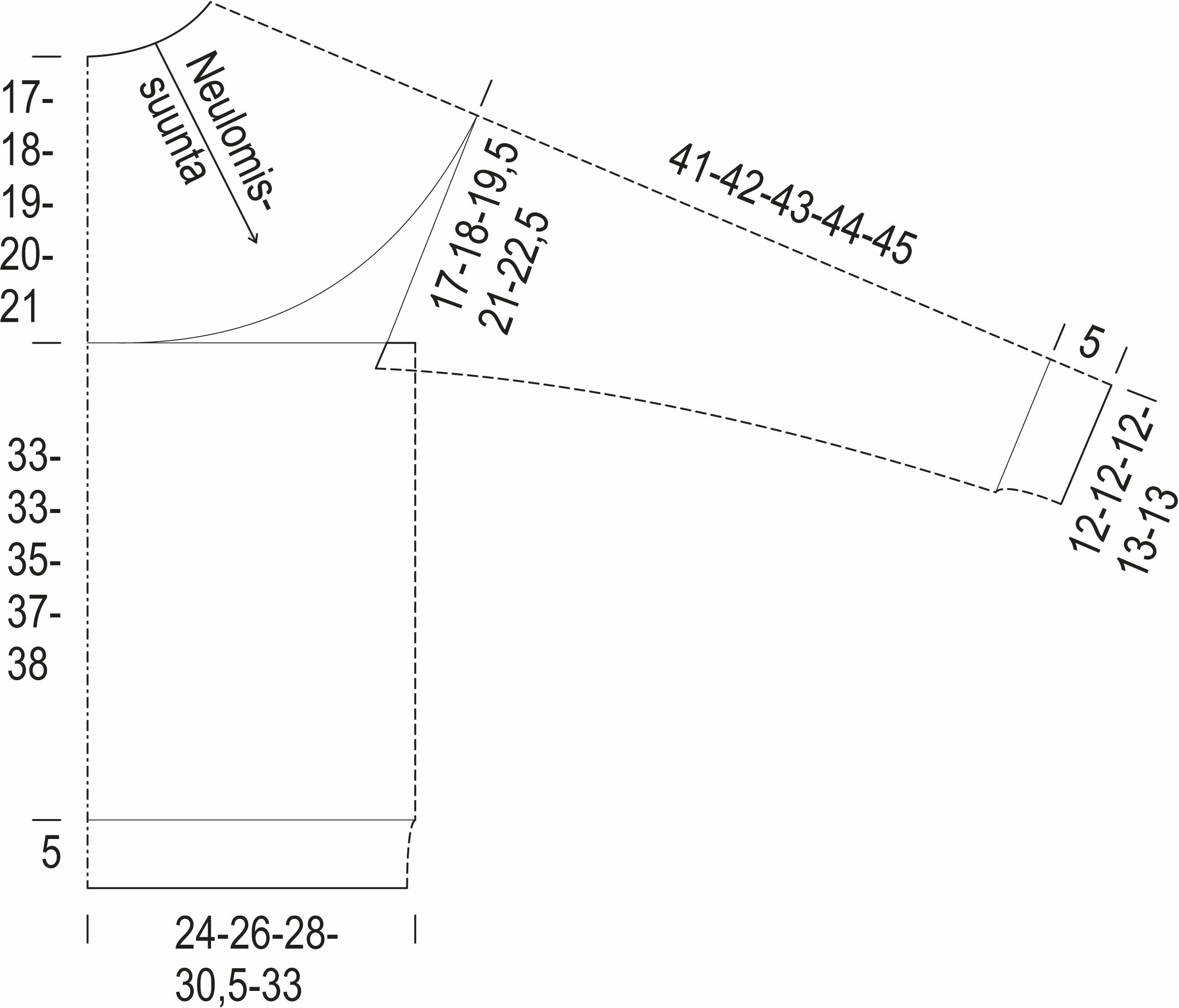 Lehti-kaarrokeneule Instruction 1